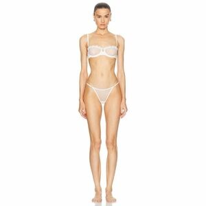 NWT Kiki De Montparnasse Chouchou Balconette Bra Chouchou G-String Set - Ivory
